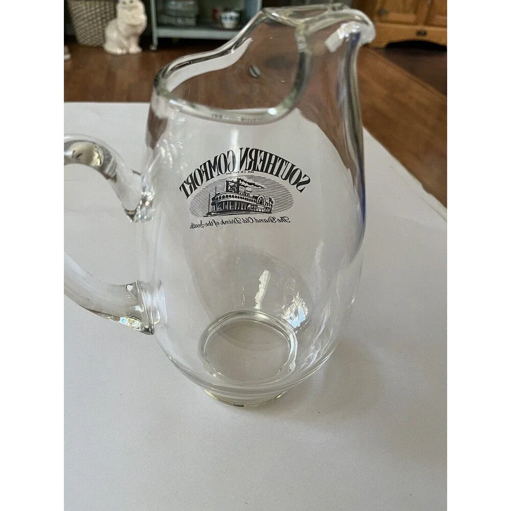 Southern Comfort Glass Pitcher Steam Boat Graphic 8